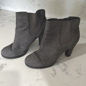 Rampage Grey Faux Suede Heel Ankle Boots